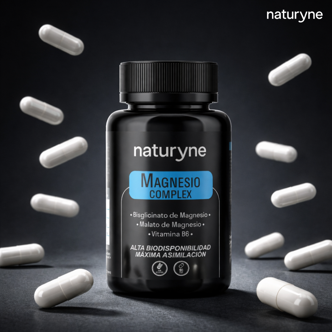 Naturyne Magnesio Complex | Bisglicinato & Malato con Vitamina B6 | Alta Biodisponibilidad | 90 Cápsulas Veganas