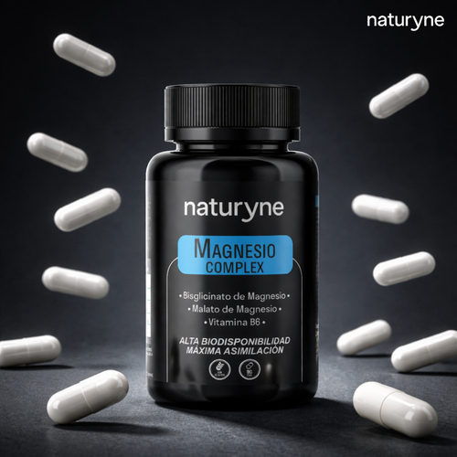 Naturyne Magnesio Complex | Bisglicinato & Malato con Vitamina B6 | Alta Biodisponibilidad | 90 Cápsulas Veganas