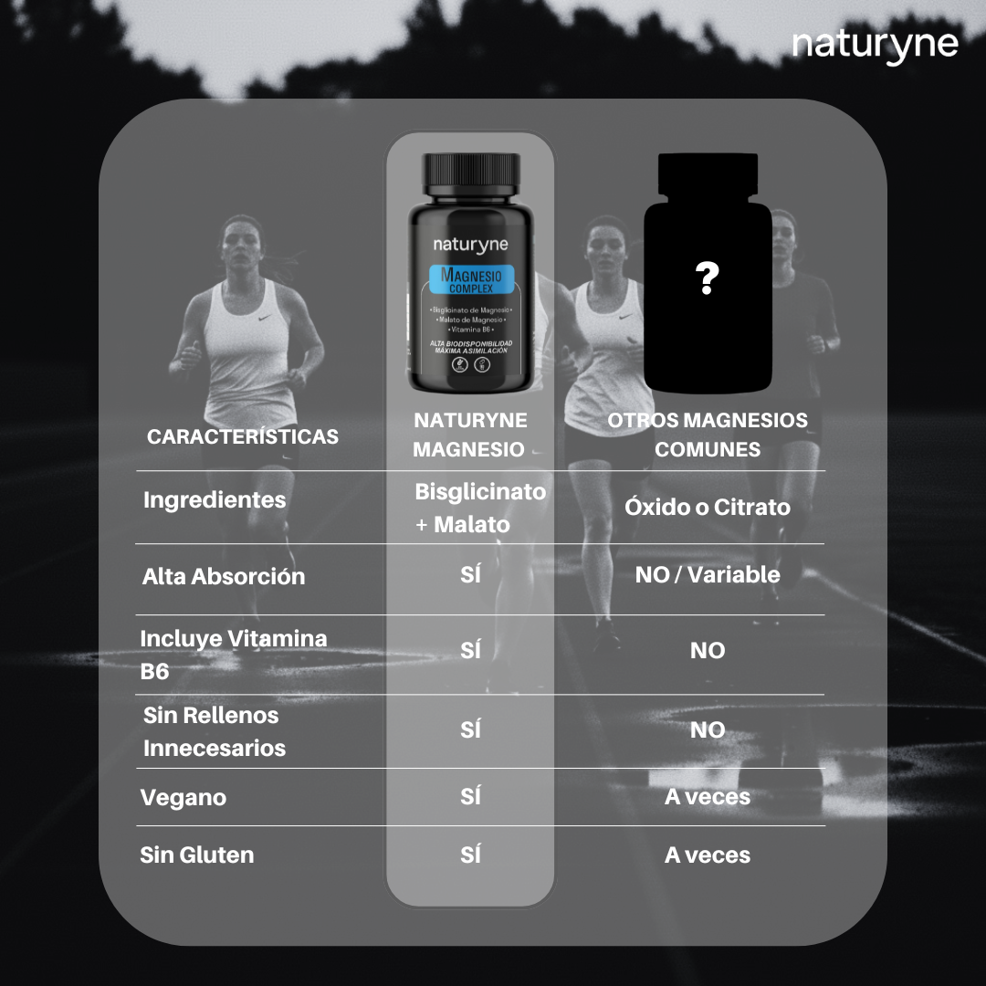 Naturyne Magnesio Complex | Bisglicinato & Malato con Vitamina B6 | Alta Biodisponibilidad | 90 Cápsulas Veganas